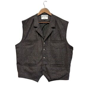 Schaefer Outfitters Mens Plaid Wool Blend Tweed Vest Sz XL Western Cowboy‎ Ranch